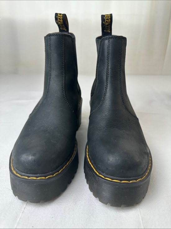 Dr. Martens Shoes - Dr. Martens Black Leather Platform Chelsea Boots